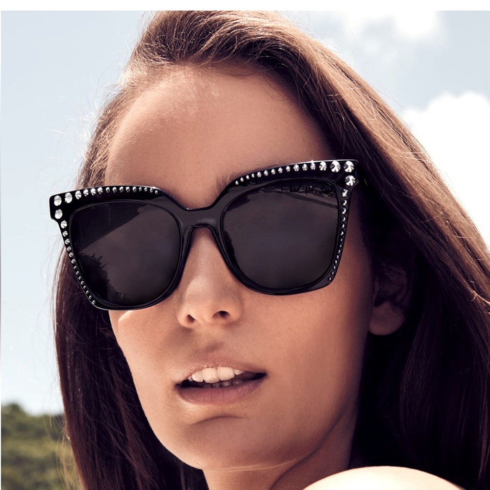 MCM Studded Cat Eye Sunglasses in Burgundy & Gold
